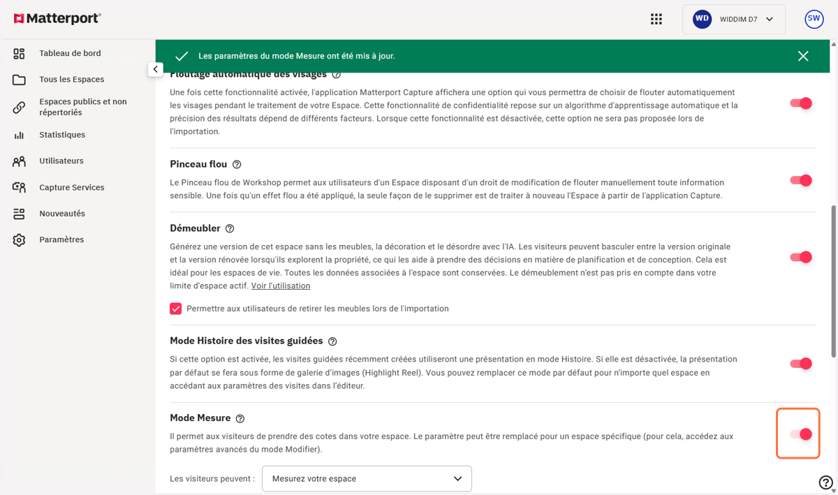Cocher Mode Mesure