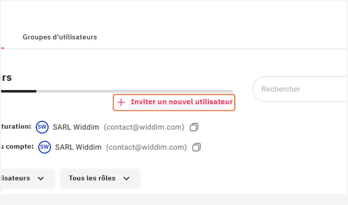 Cliquer sur Inviter un nouvel utilisateur