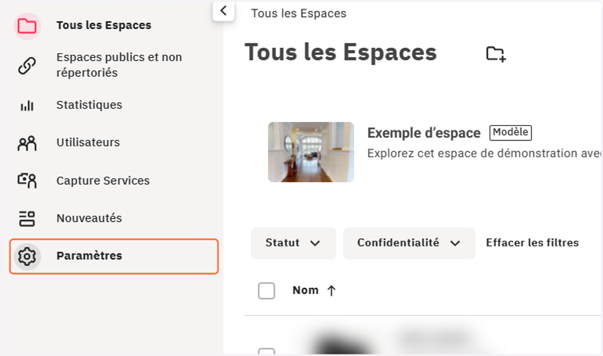 Cliquer sur Paramètres