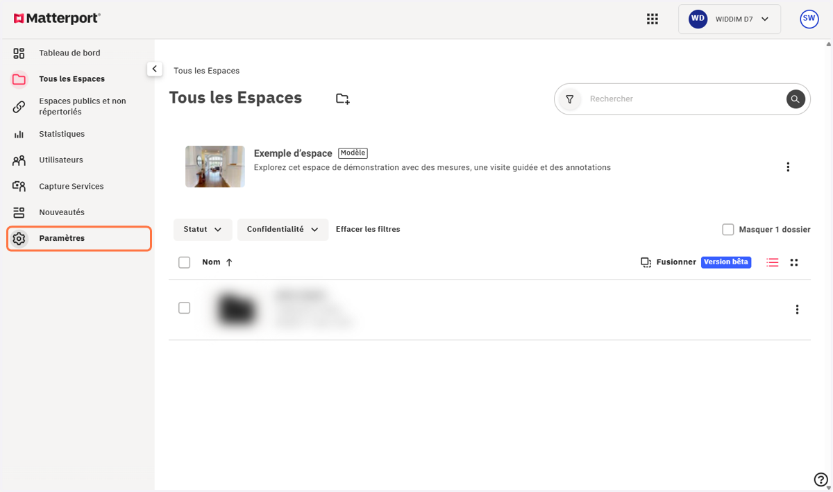 Cliquer sur Paramètres