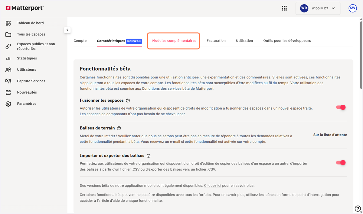 Cliquer sur Modules complémentaires