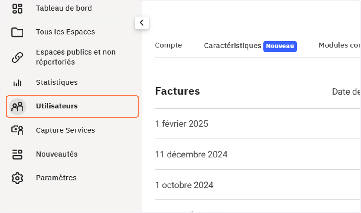 Cliquer sur Utilisateurs pour ajouter un nouvel utilisateur