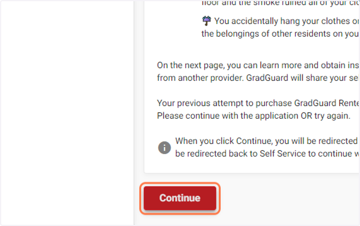 GradGuard Renters Insurance Optional Plan - Decline or Enroll in Coverage