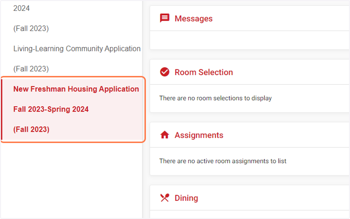 Click on New Freshman Housing Application Fall 2026-Spring 2027.
