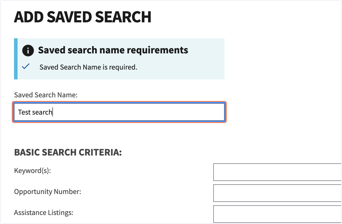 Type "Test search"