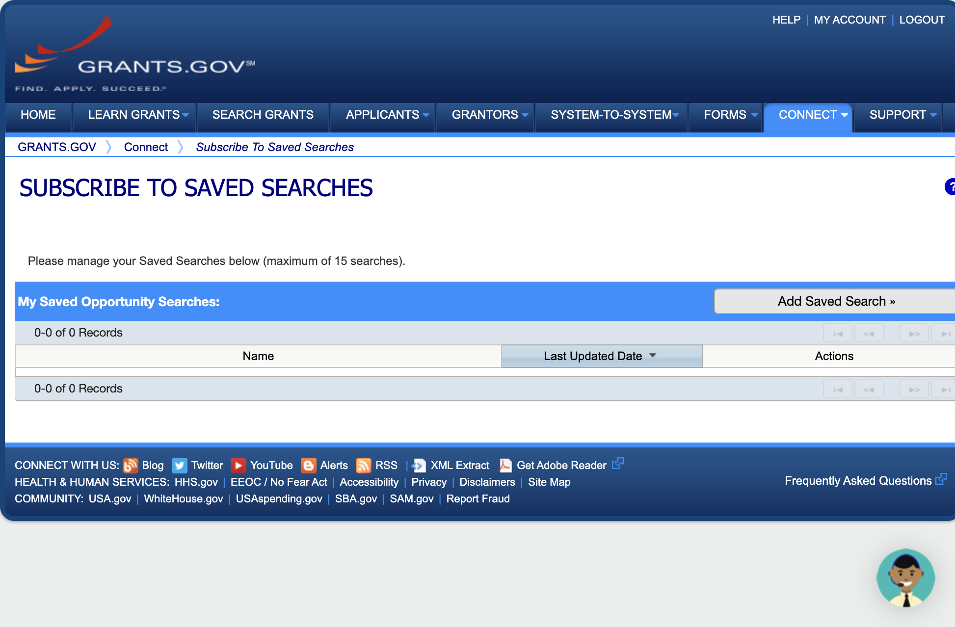 Click on Add Saved Search »