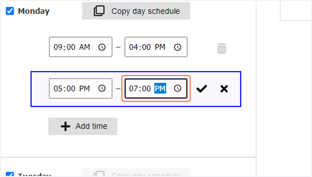 Type "19:00"