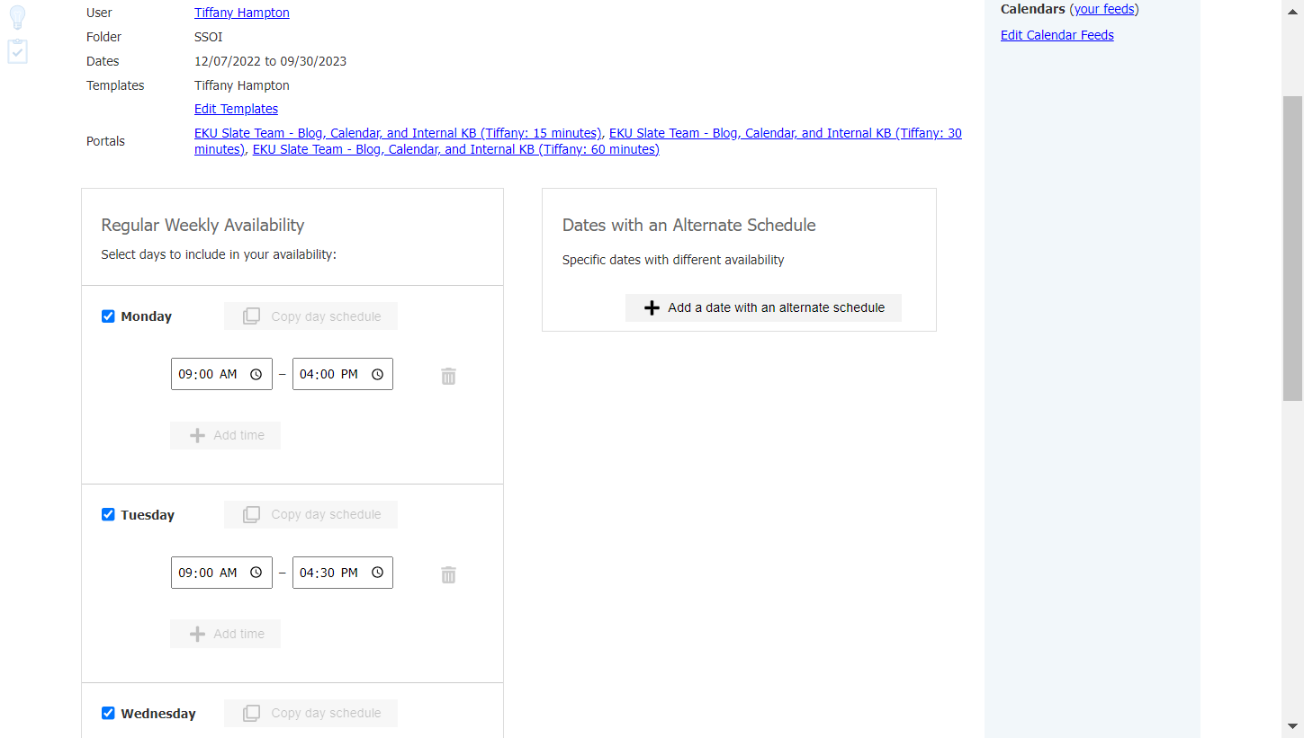 Click on Add a date with an alternate schedule