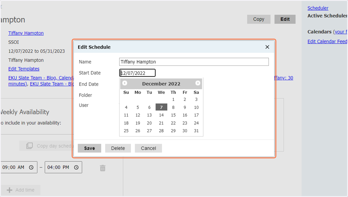 Click on Edit Schedule