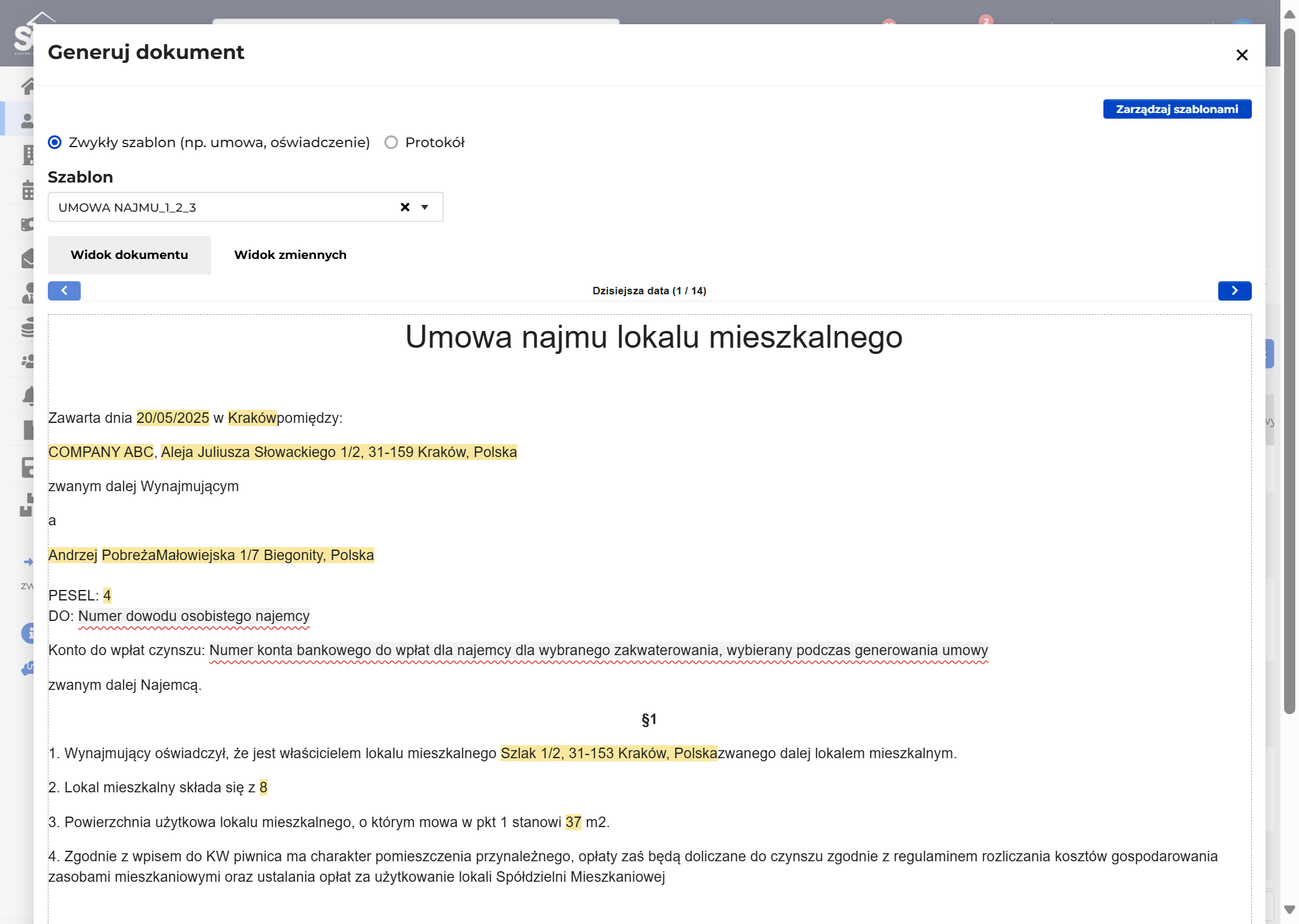Pamiętaj, aby przełączyć się też na "Widok zmiennych". W tym miejscu uzupełniasz pozostałe dane. Zobaczysz też listę wszystkich zmiennych z podpowiedziami i możliwością zmiany/uzupełnienia.