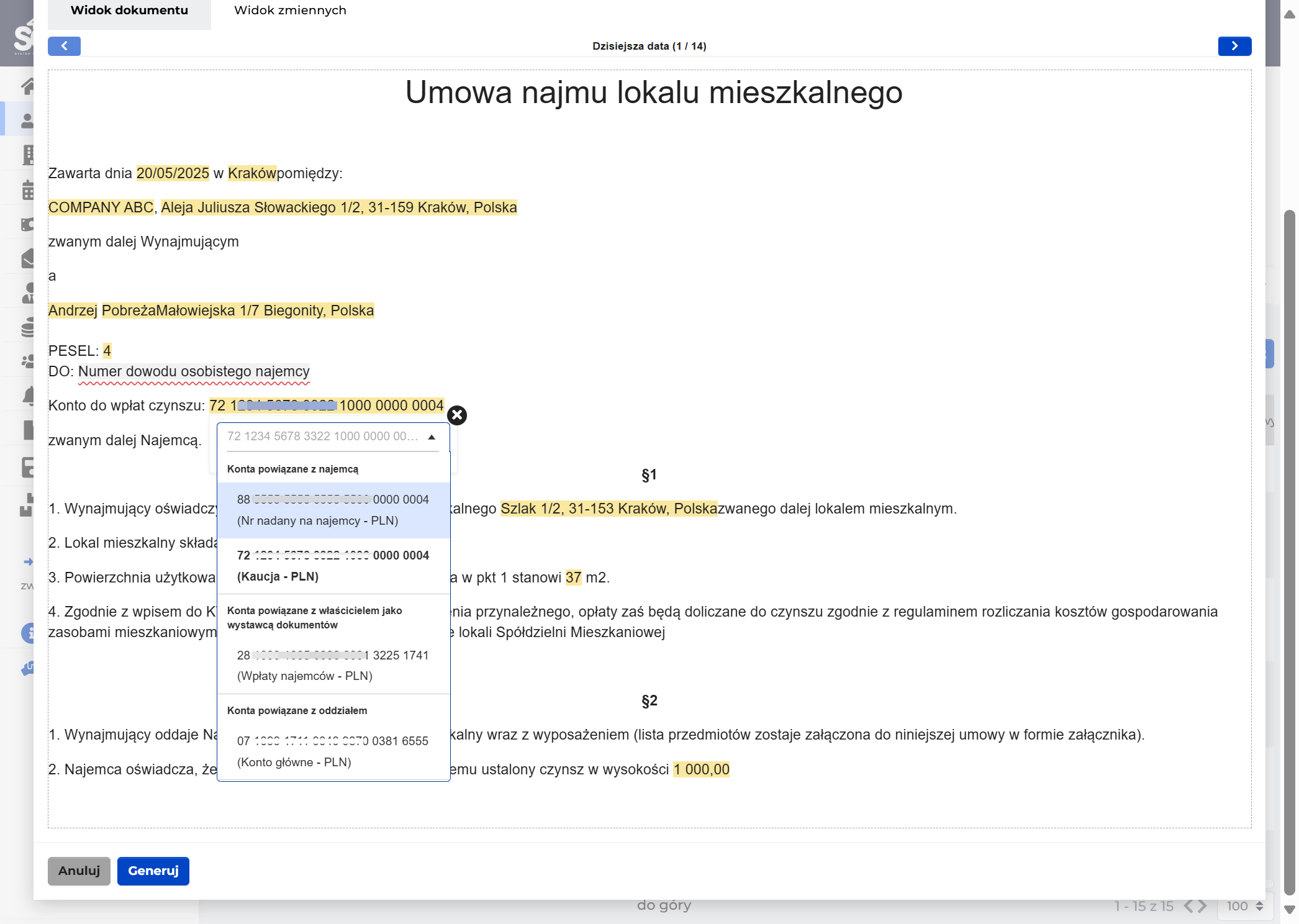 Po kliknięciu w zmienną, możesz ją edytować/zmienić