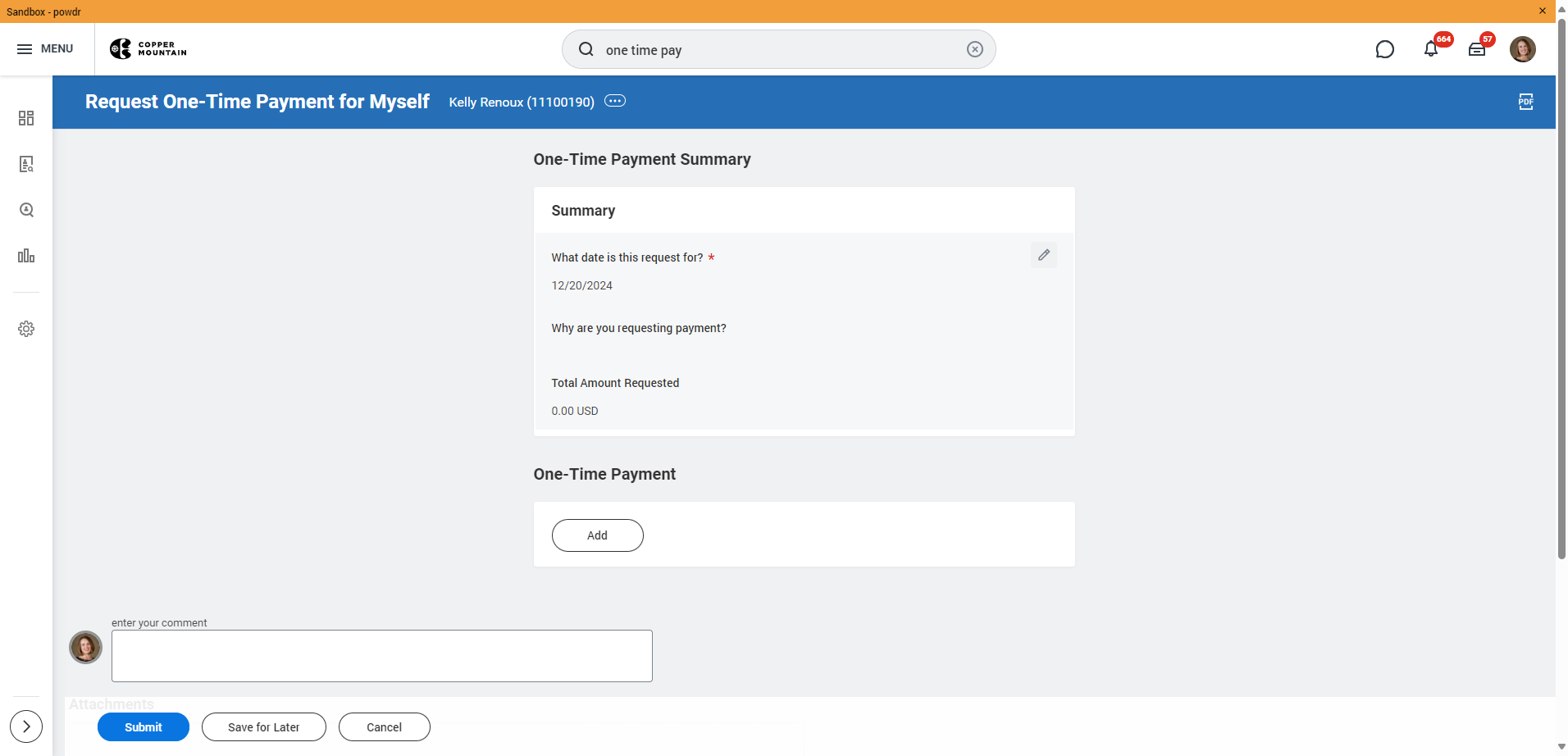 Click on Why are you requesting payment?