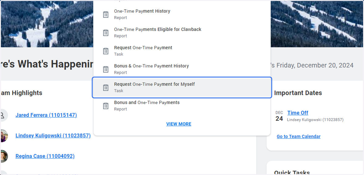 Click on Request One-Time Payment for Myself…