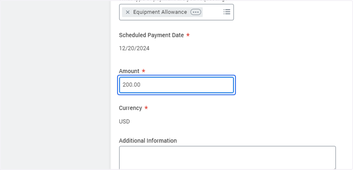 Type $ amount to be reimbursed