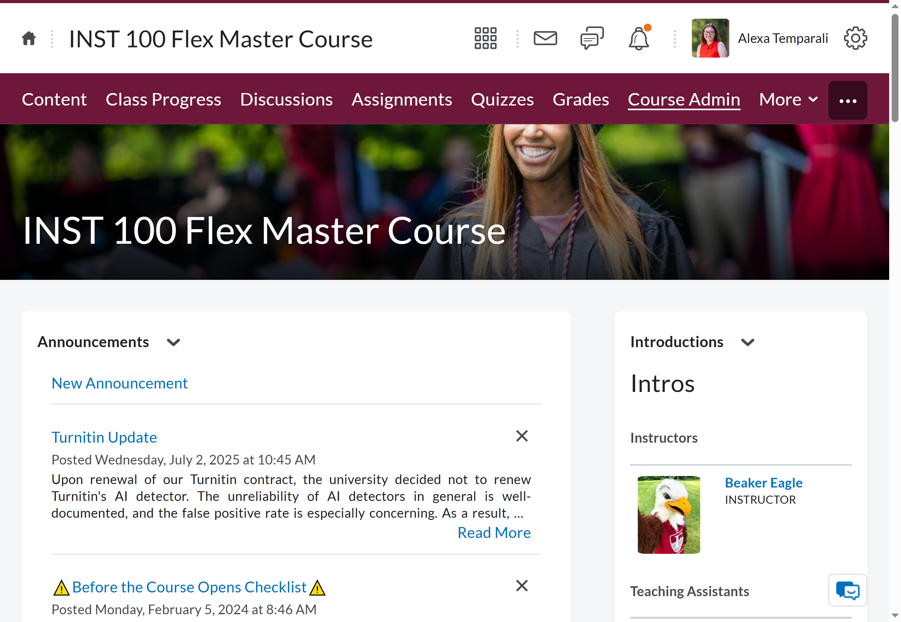 Click on Course Admin