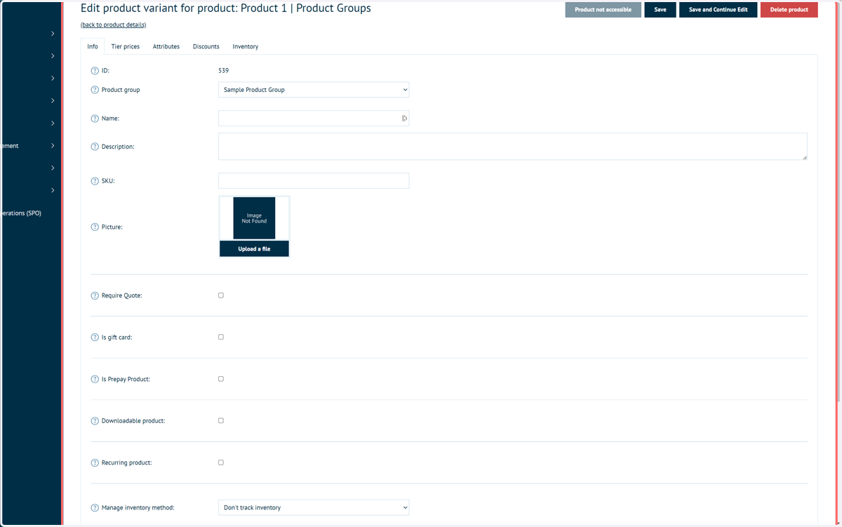 Return to the product variant settings for one of your grouped products