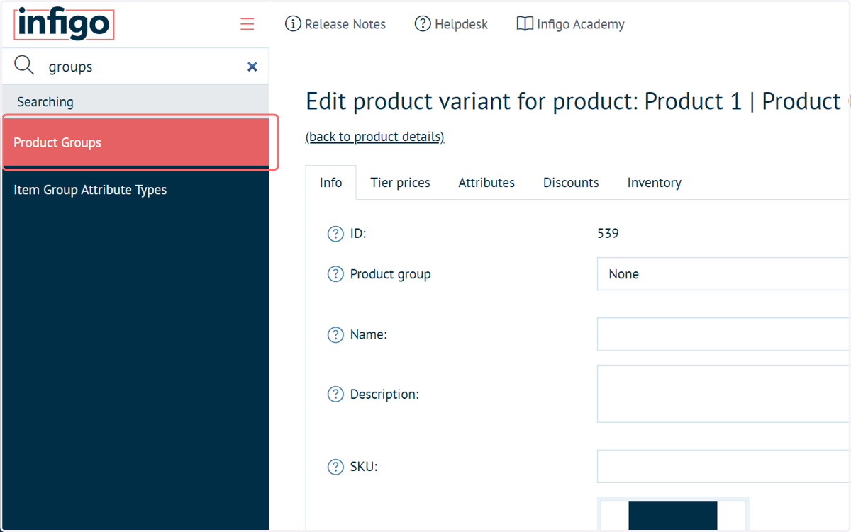 Navigate to Product Groups