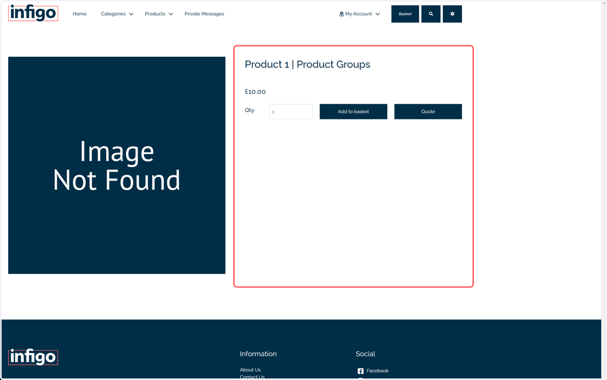 Navigate to the front end for the products contained within the group