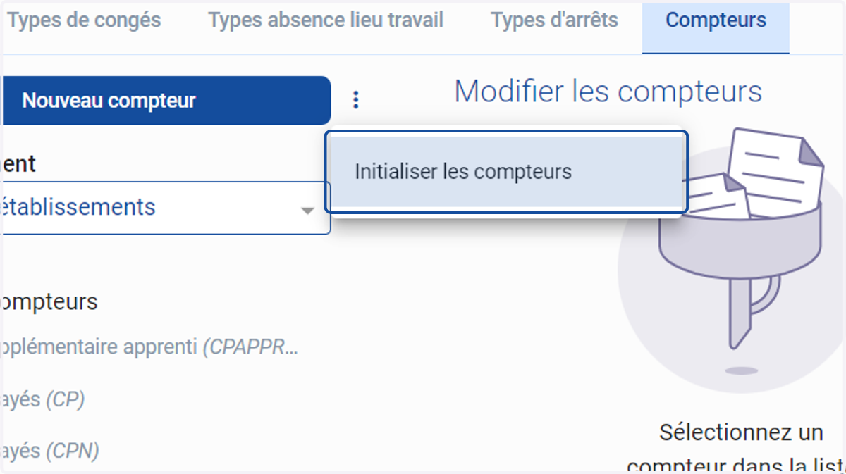 Cliquer sur "Initialiser les compteurs"