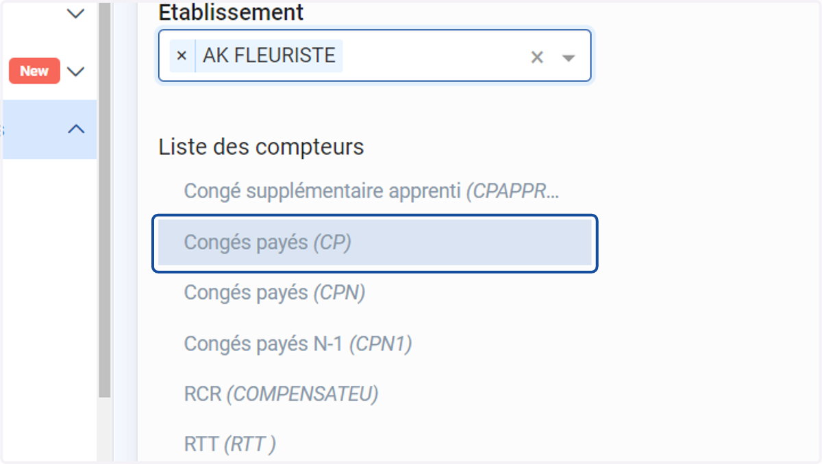 Choisir le compteur concerné