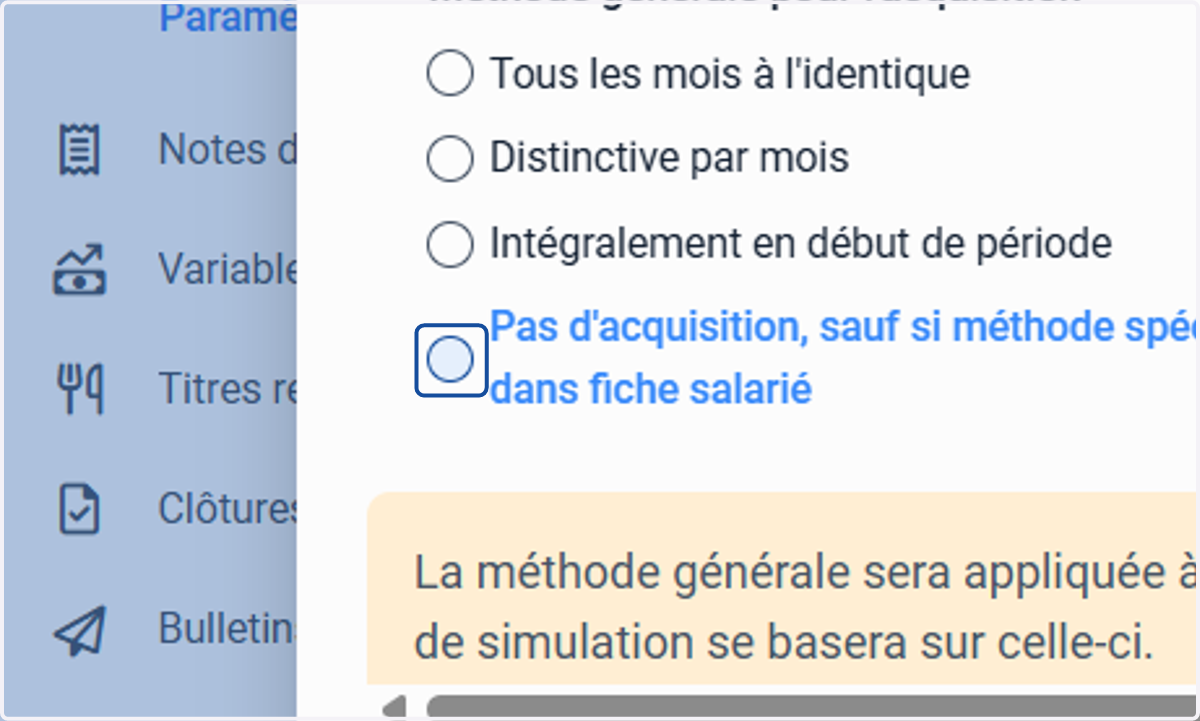 Définir la méthode d'acquisition