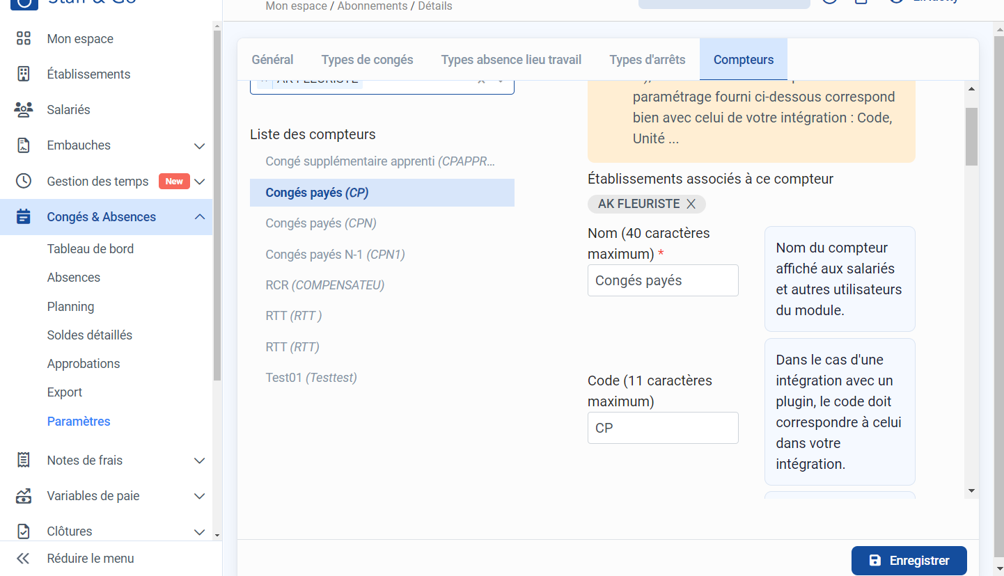 Modifier le "Nom" du compteur
