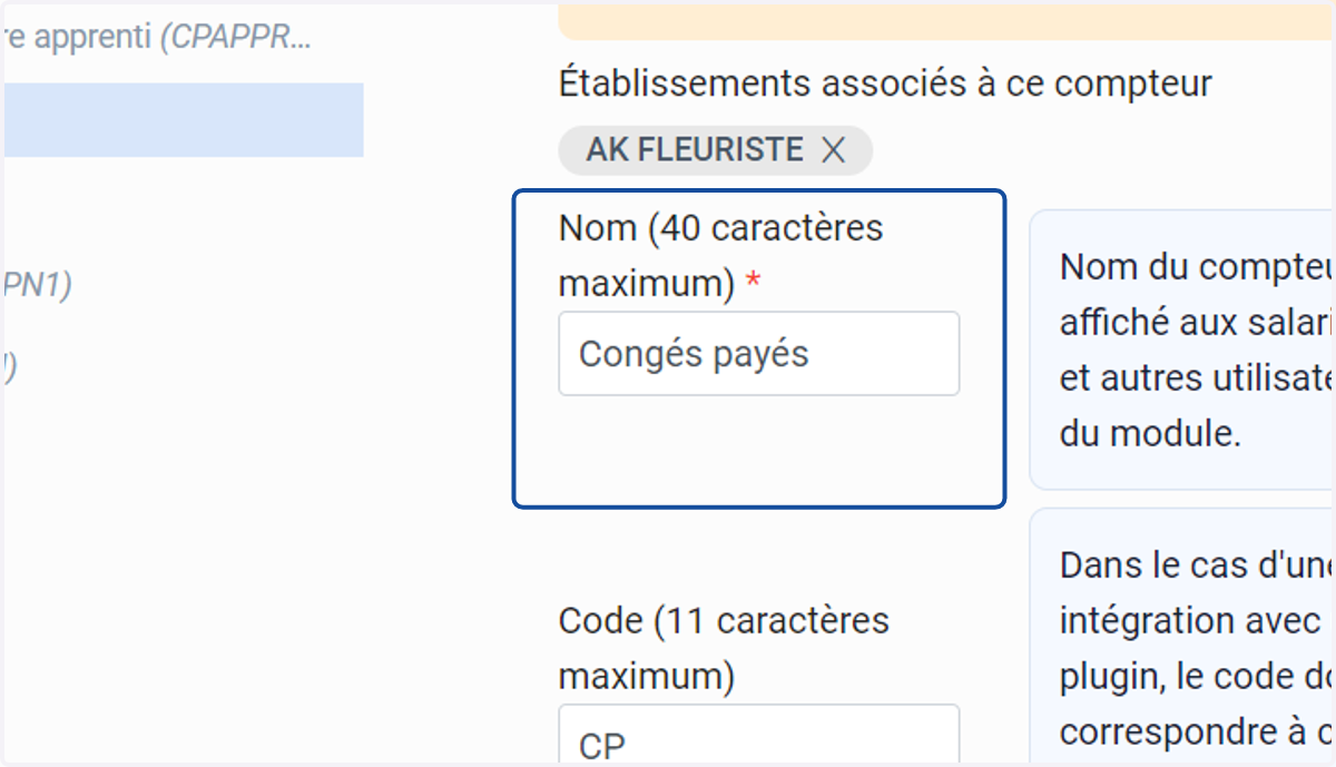 Modifier le "Nom" du compteur