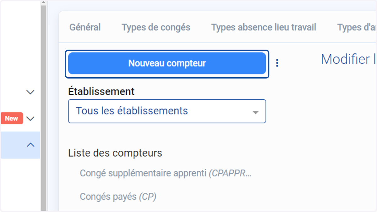 Cliquer sur "Nouveau compteur"