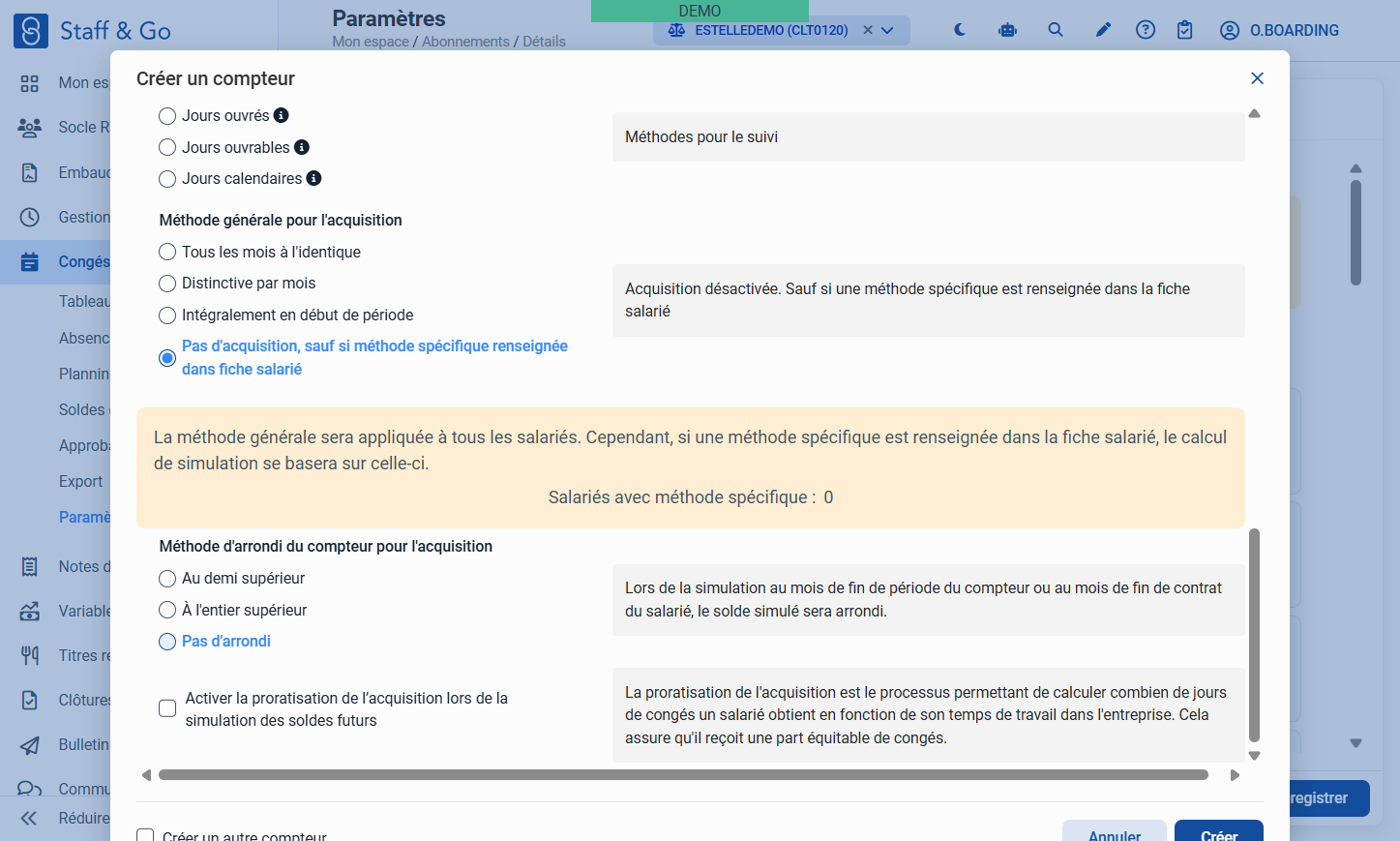 Définir la méthode d'arrondi souhaitée