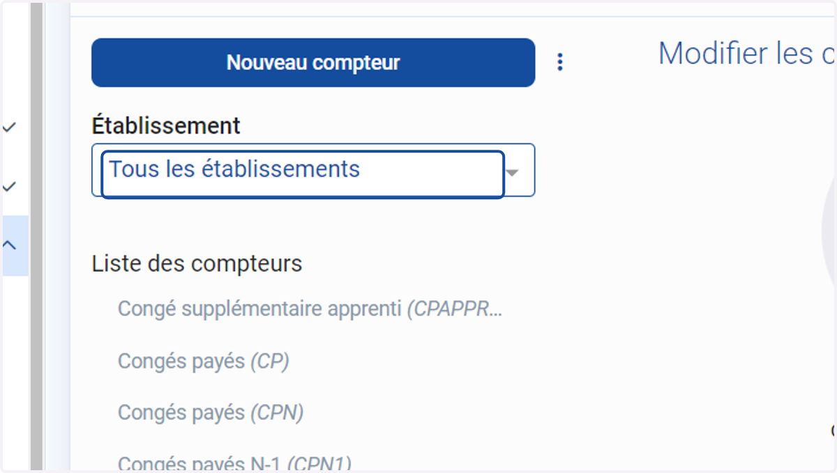 Choisir l'établissement concernés