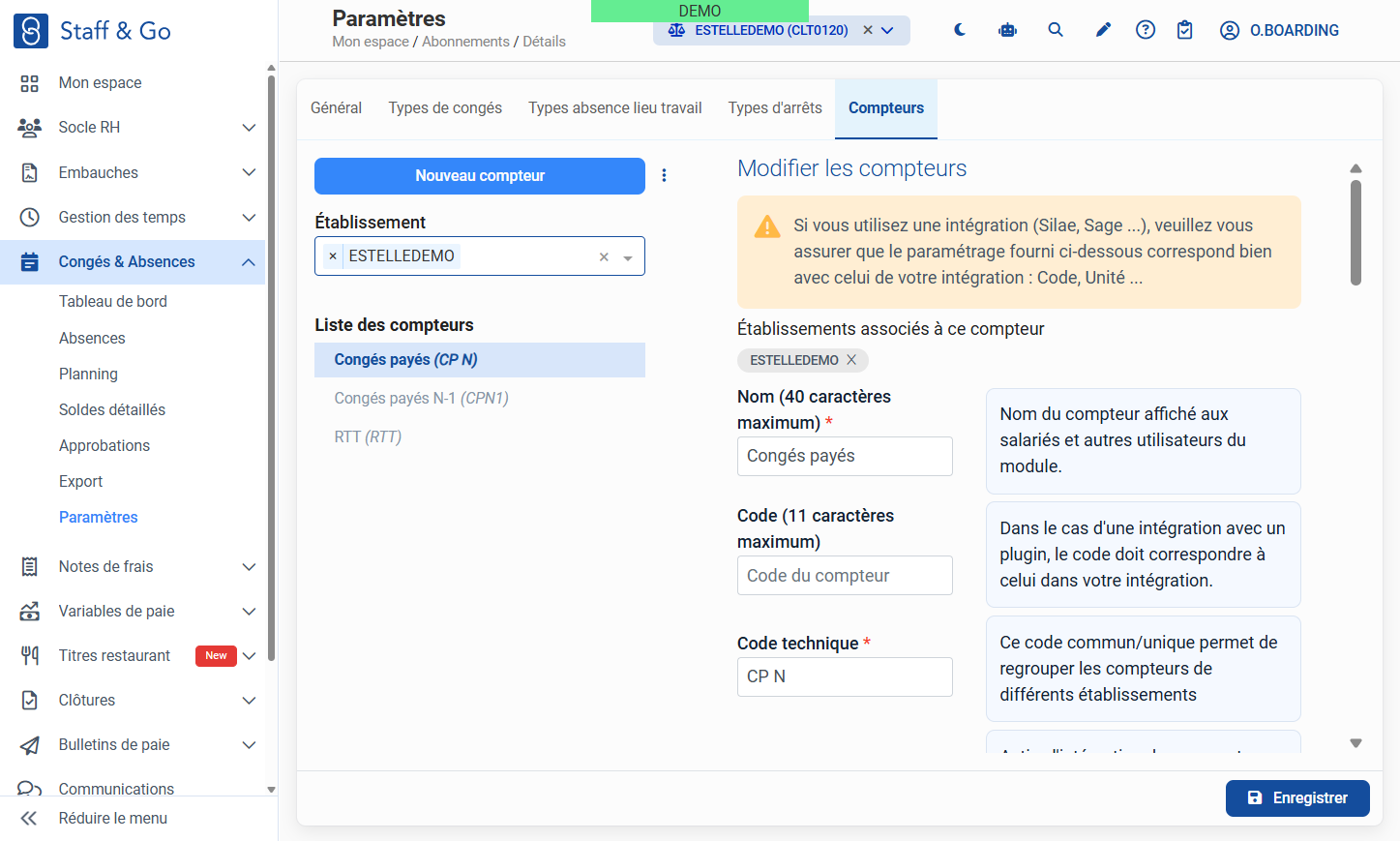 Cliquer sur "Nouveau Compteur"