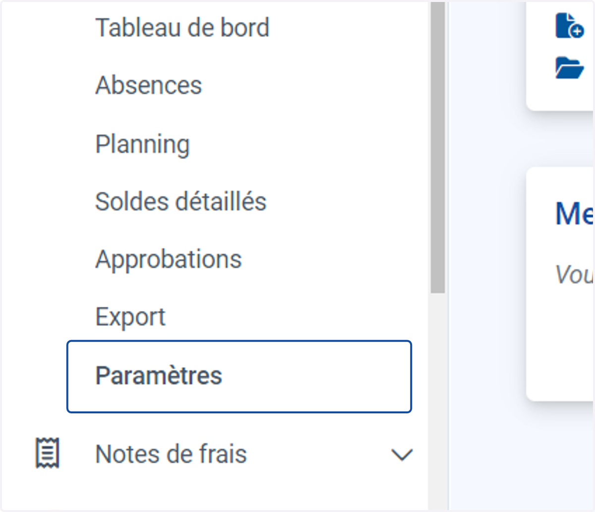 Cliquer sur "Paramètres"