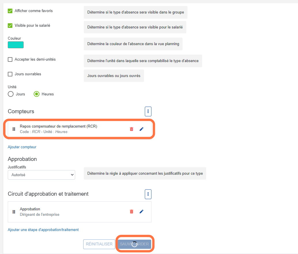 Cliquer sur "SAUVEGARDER"