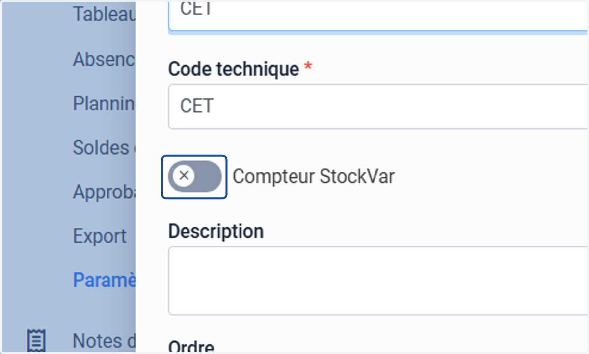 Activer le curseur "Compteur StockVar"