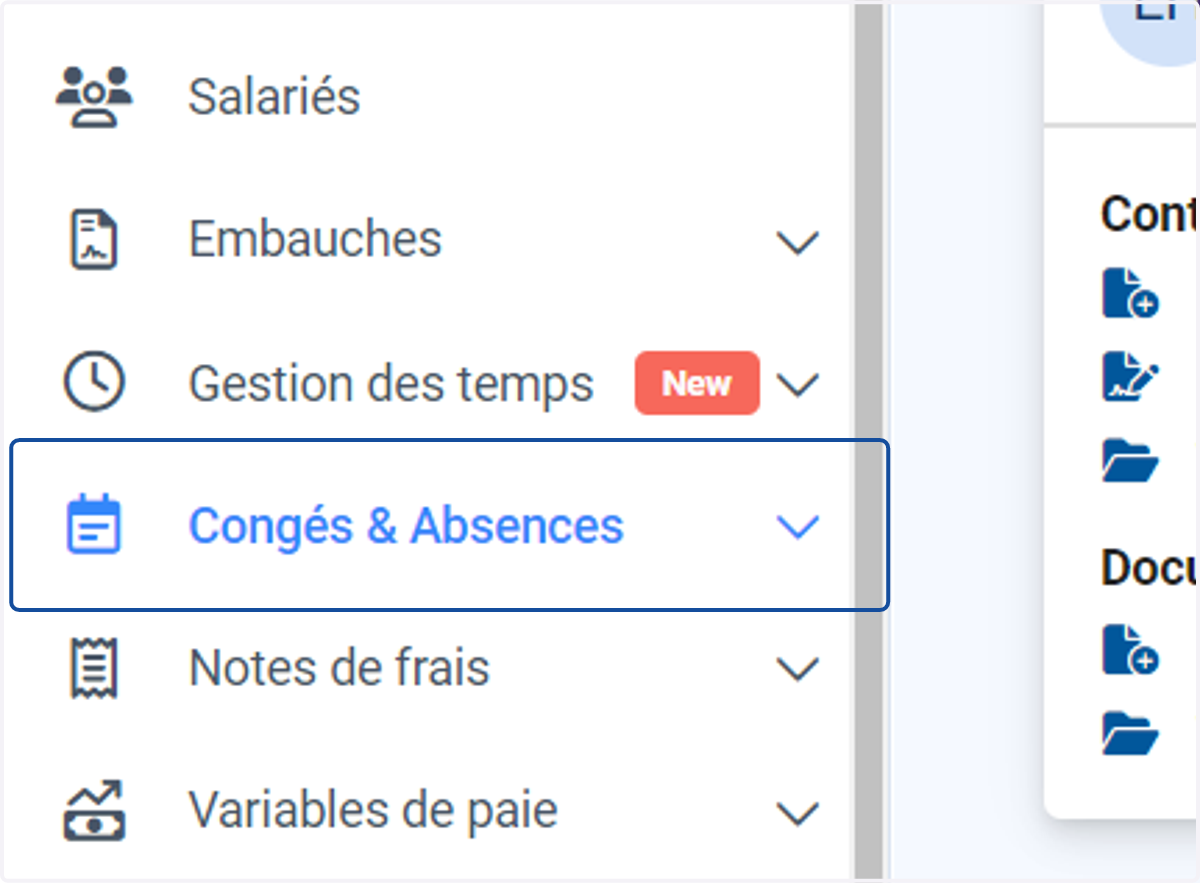 Cliquer sur "Congés & Absences"