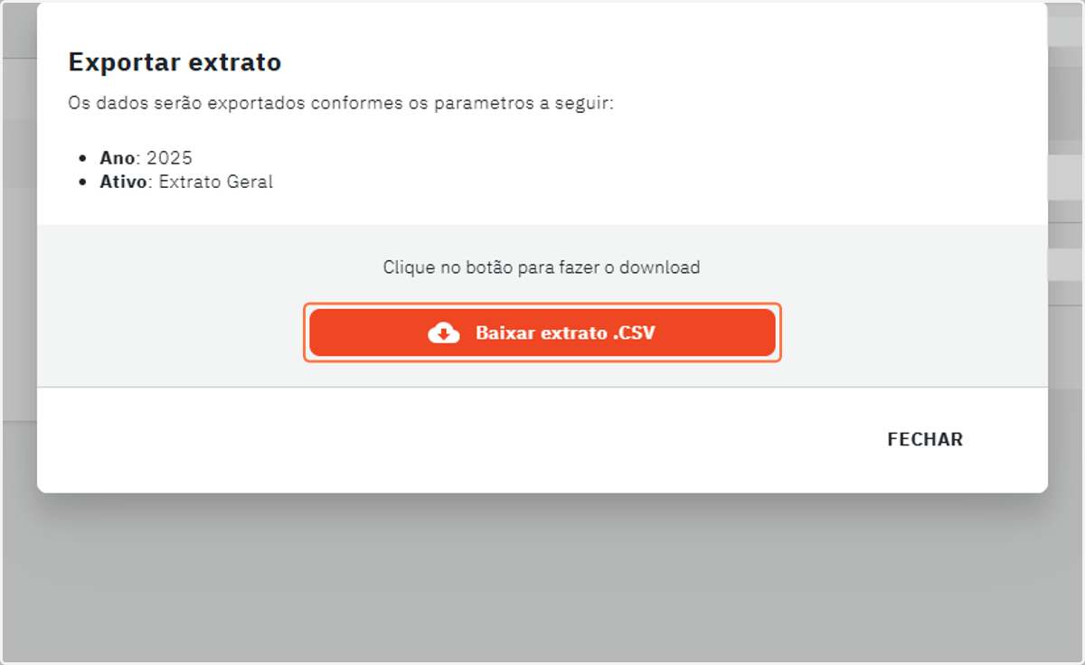 Clique em Baixar extrato .CSV