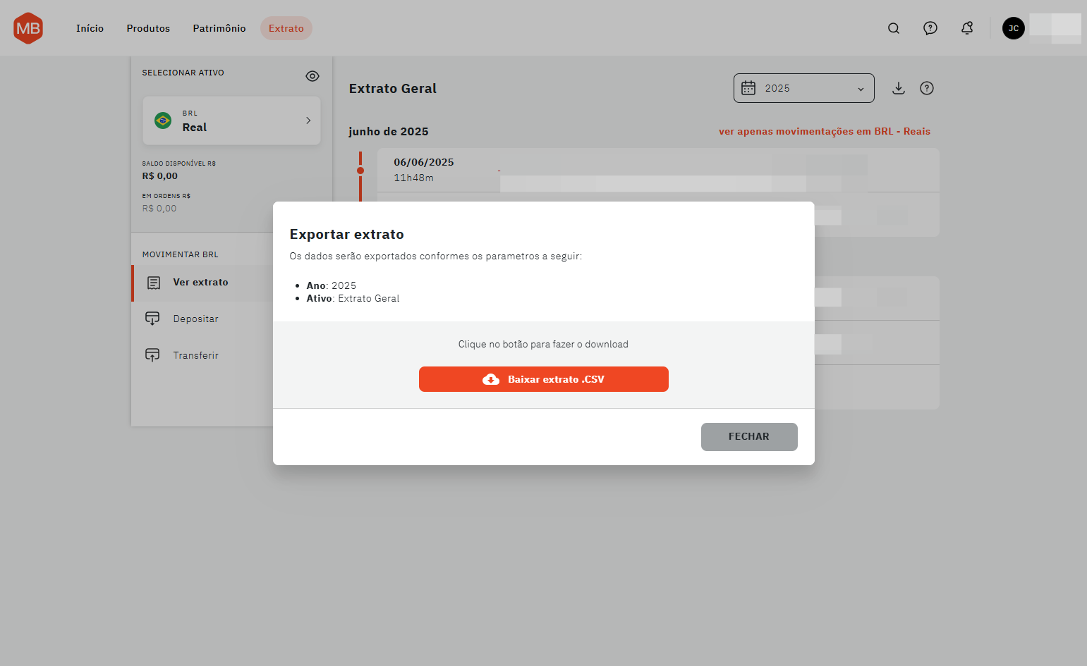 Após fazer o download, clique em FECHAR
