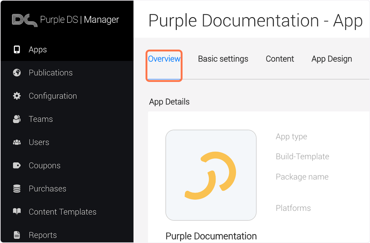 Overview in Purple Manager