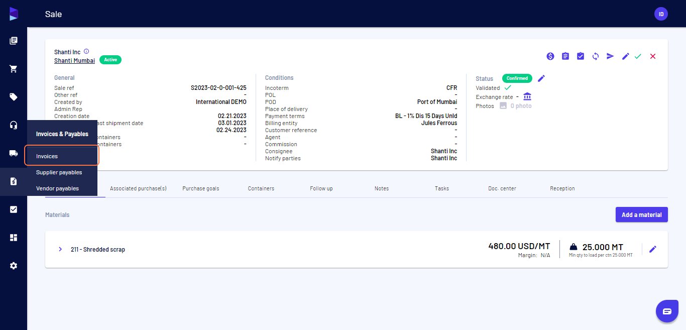 Go to "Invoices & Payables" and click on "Invoices"