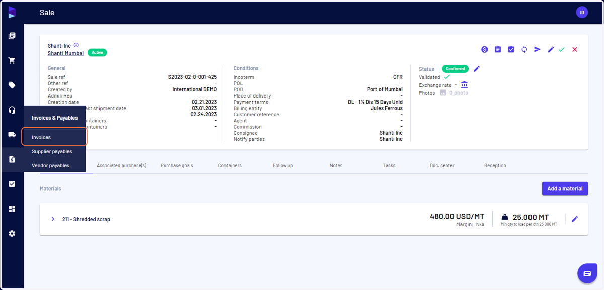 Go to "Invoices & Payables" and click on "Invoices"
