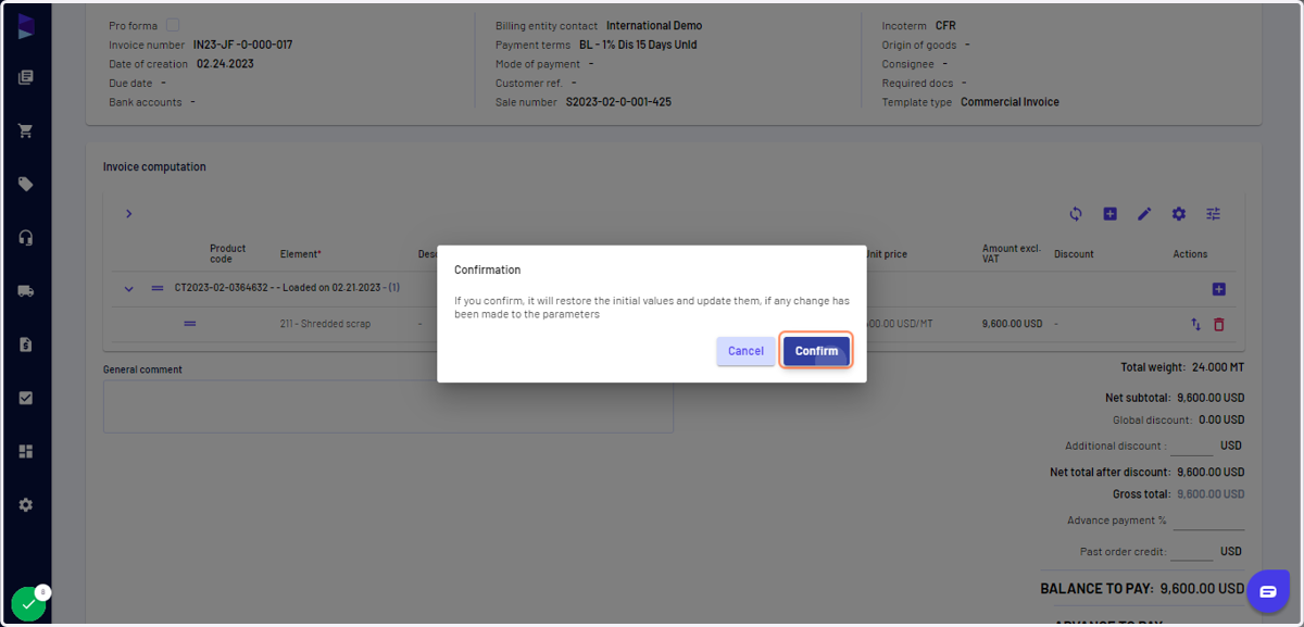 Click on "Confirm"