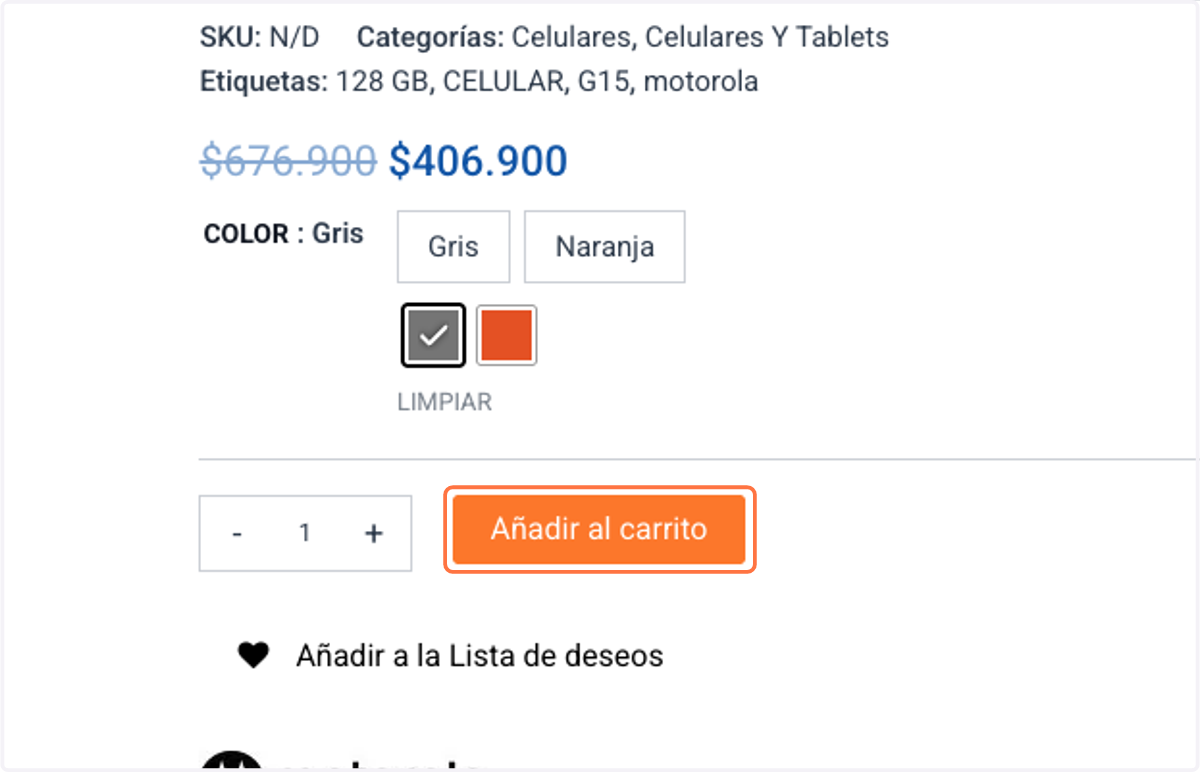 Haz Clic en: Añadir al carrito.