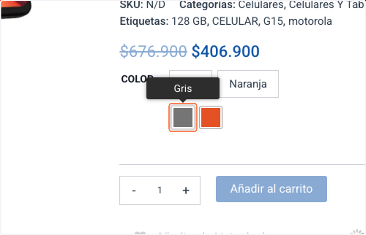Selecciona el color de tu preferencia (si aplica).