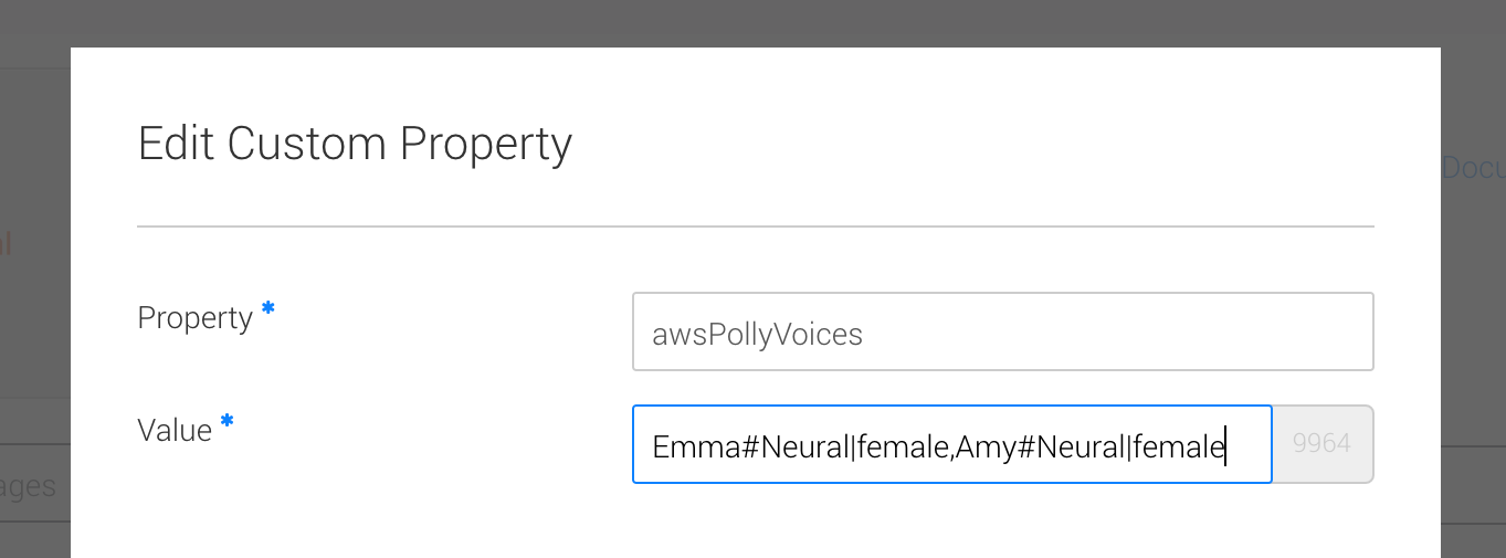 Next to 'Value' insert your desired Polly voices