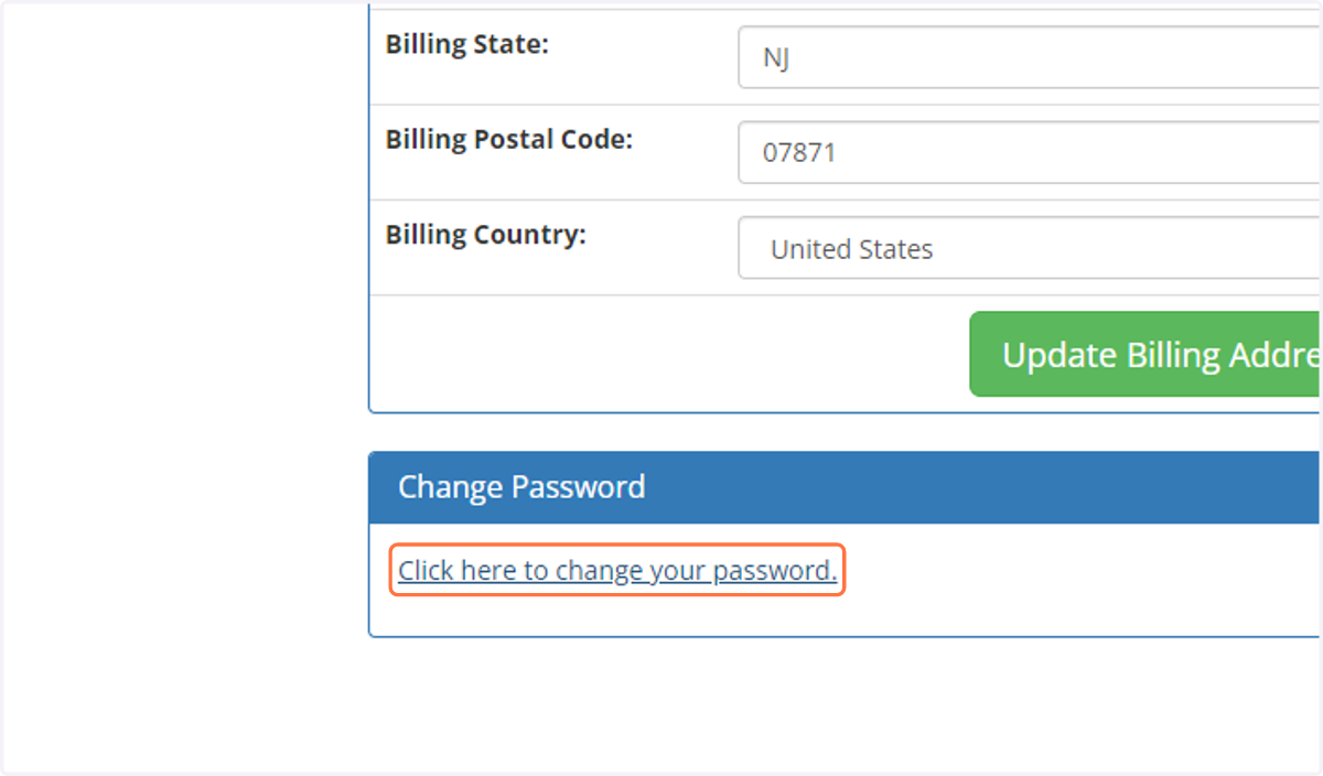 Click on Click here to change your password.