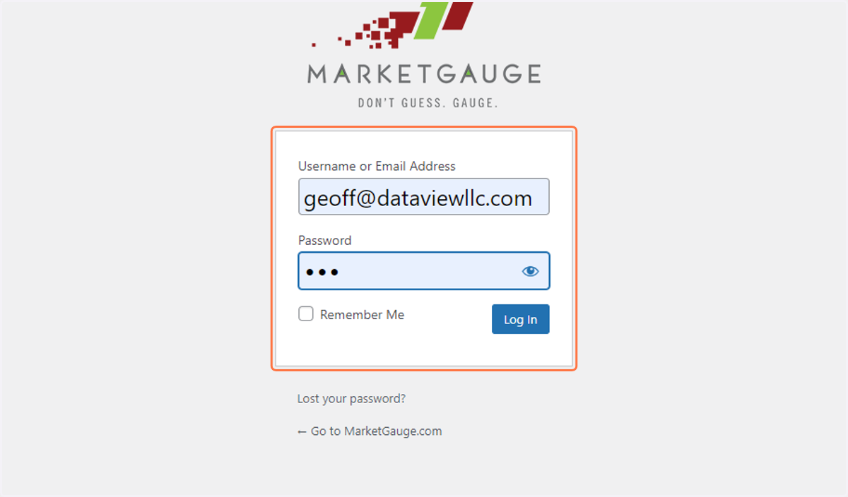 Click on Username or Email Address…