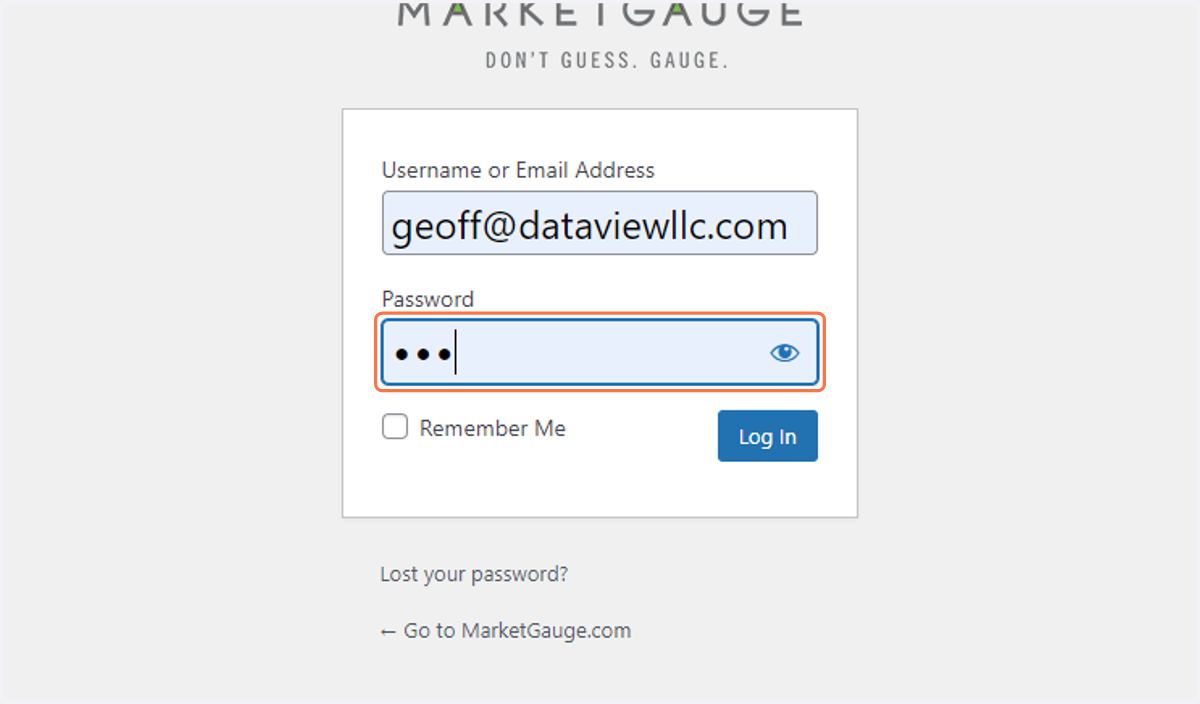 Click on password field