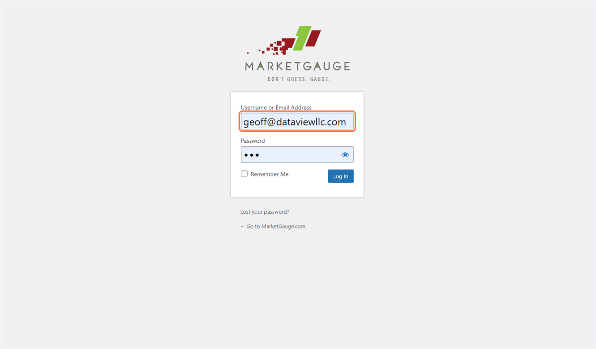 Type "geoff@dataviewllc.com"