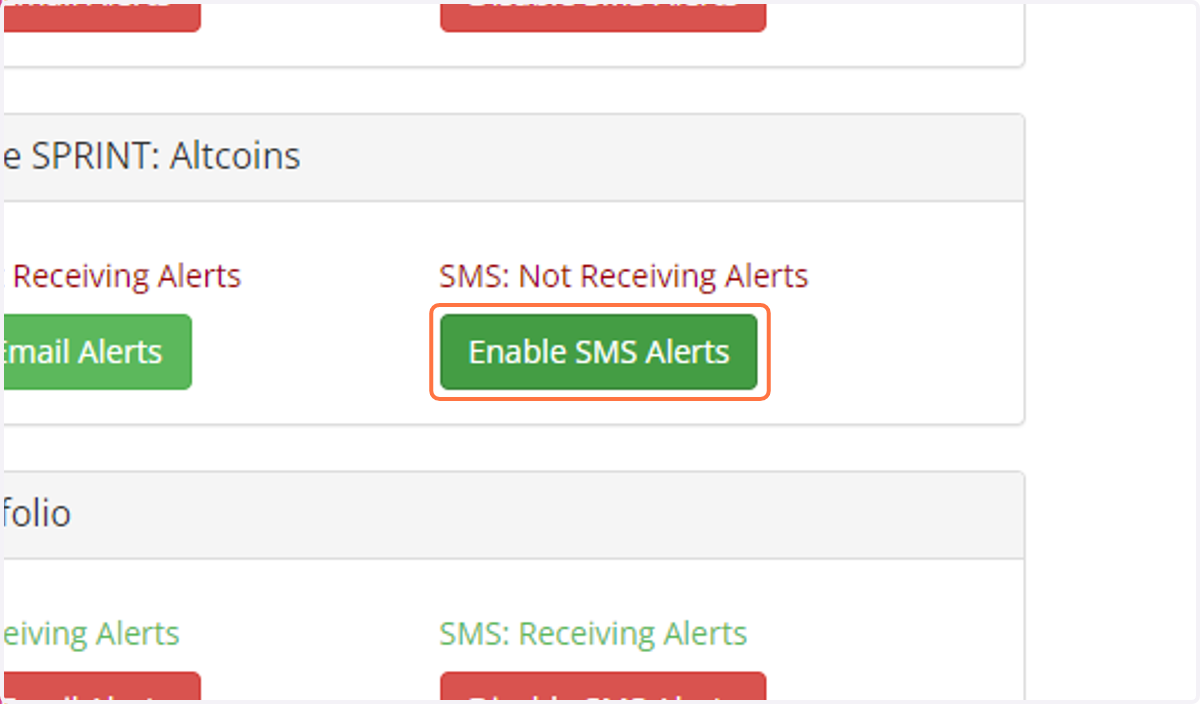 Click on Enable SMS Alerts