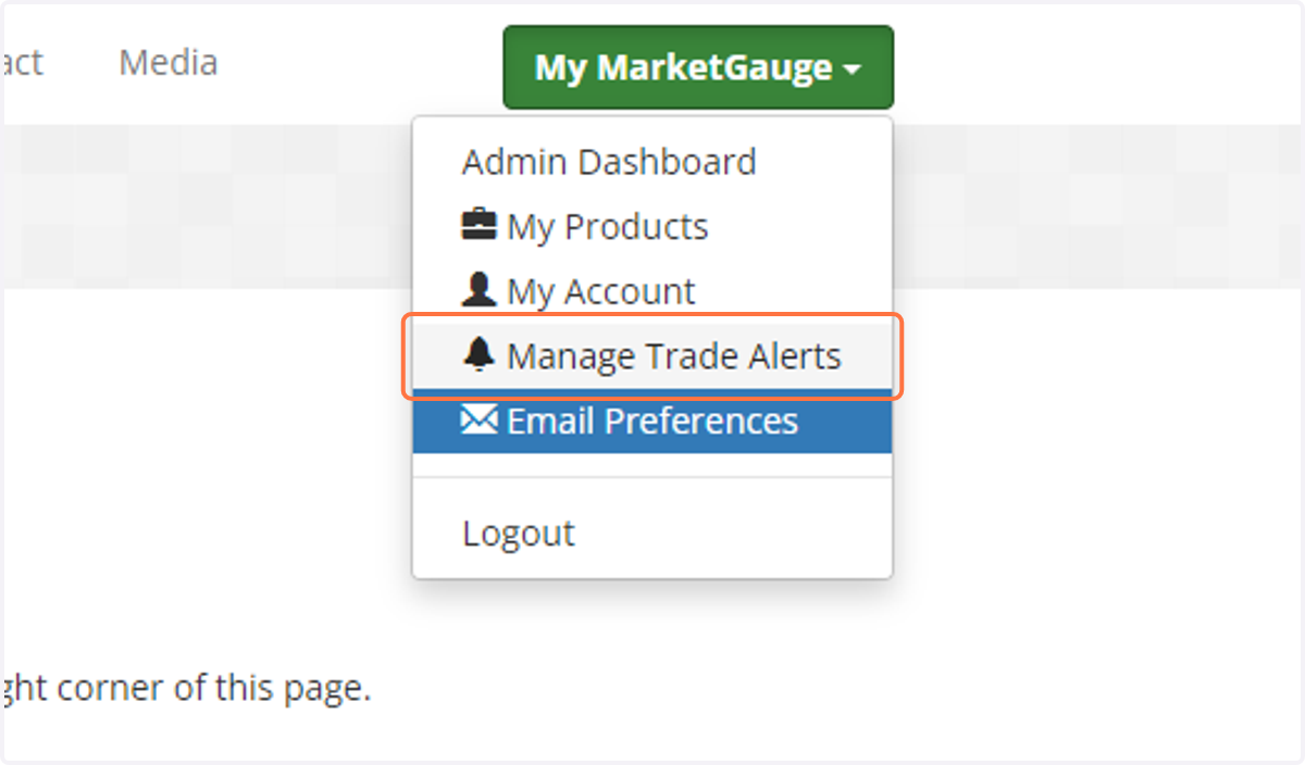Click on Manage Trade Alerts